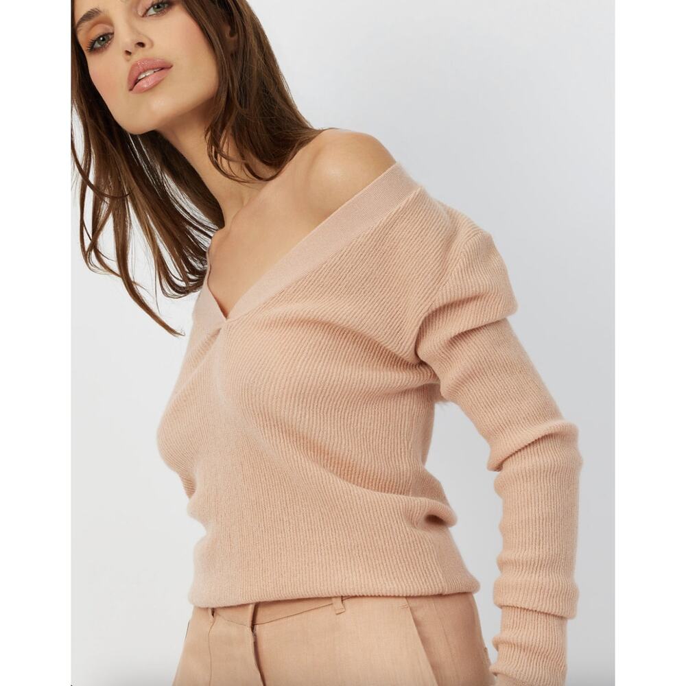 GREY/VEN The Haldane Long Sleeve V-Neck Sweater in Sesame XS